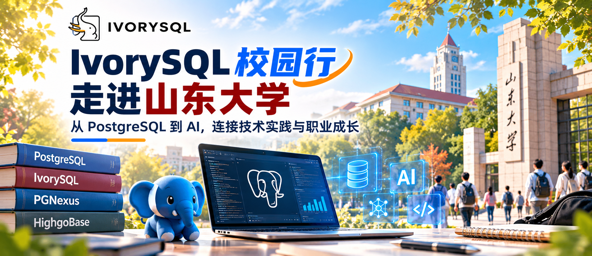 IvorySQL 校园行走进山东大学：从 PostgreSQL 到 AI，连接技术实践与职业成长