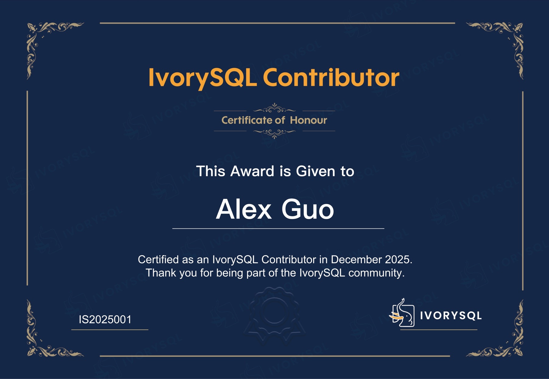 Sample 2025 certificate